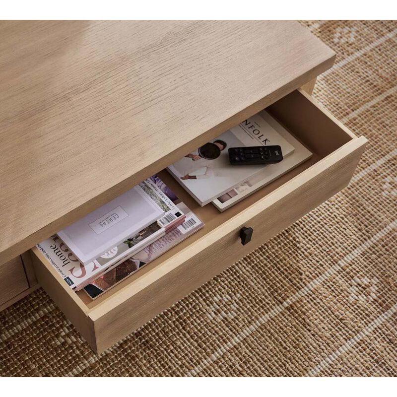 Pottery Barn Modern Farmhouse Rectangular Coffee Table Wood Fog image number 2